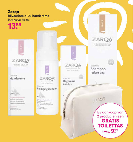 Zarqa   shampoo, dagcreme folder aanbieding bij  D.I.O. Drogist - details