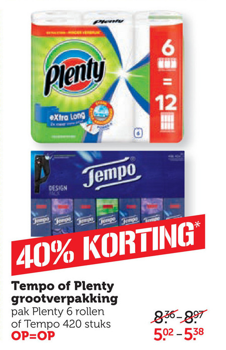 Tempo   keukenpapier, zakdoek folder aanbieding bij  Coop - details