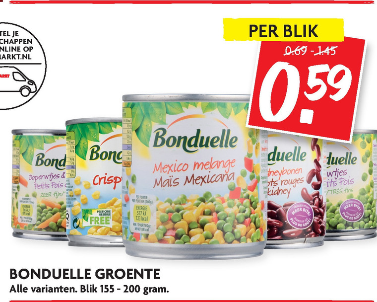 Bonduelle   groenteconserven folder aanbieding bij  Dekamarkt - details