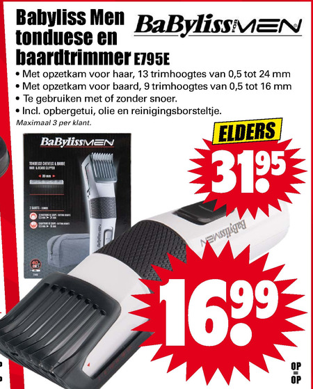 BaByliss   tondeuse, baardtrimmer folder aanbieding bij  Dirk - details