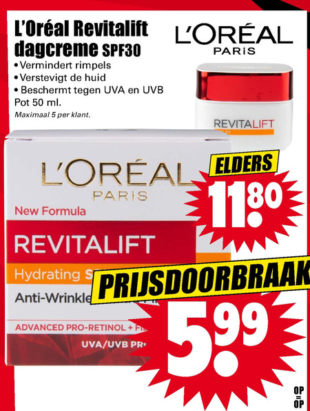 L Oreal   dagcreme folder aanbieding bij  Dirk - details