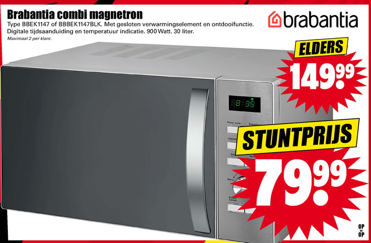 Broek vegetarisch pasta Brabantia combimagnetron folder aanbieding bij Dirk - details