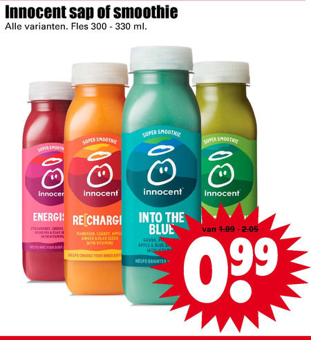 Innocent   fruitsmoothie, vruchtensap folder aanbieding bij  Dirk - details