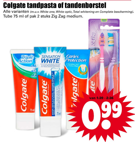 Colgate   tandpasta, tandenborstel folder aanbieding bij  Dirk - details