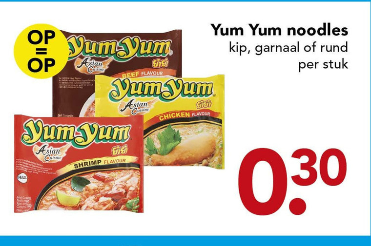 Yum Yum   noodles folder aanbieding bij  Deen - details