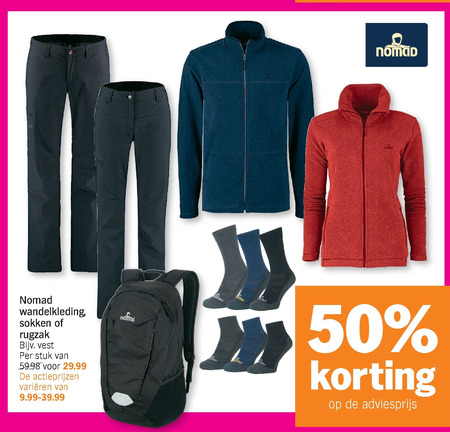 Nomad   wandelsokken, wandelbroek folder aanbieding bij  Albert Heijn - details