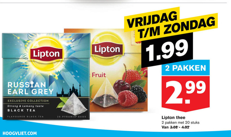 Lipton   thee folder aanbieding bij  Hoogvliet - details