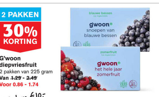 Gwoon   diepvriesfruit folder aanbieding bij  Hoogvliet - details