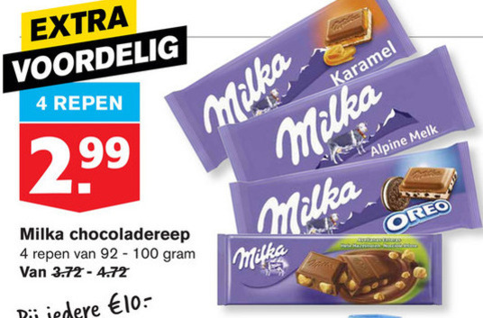 Milka   chocolade folder aanbieding bij  Hoogvliet - details