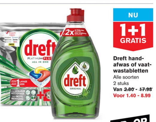 Dreft   vaatwasmiddel, afwasmiddel folder aanbieding bij  Hoogvliet - details