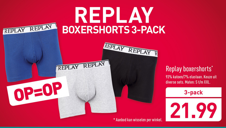 Replay   heren boxershort folder aanbieding bij  Aldi - details