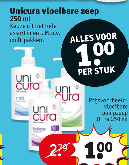 Unicura   handzeep folder aanbieding bij  Kruidvat - details