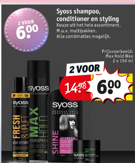 Syoss   shampoo, hairspray folder aanbieding bij  Kruidvat - details