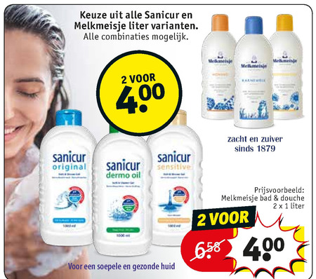 Sanicur   douchegel, badschuim folder aanbieding bij  Kruidvat - details