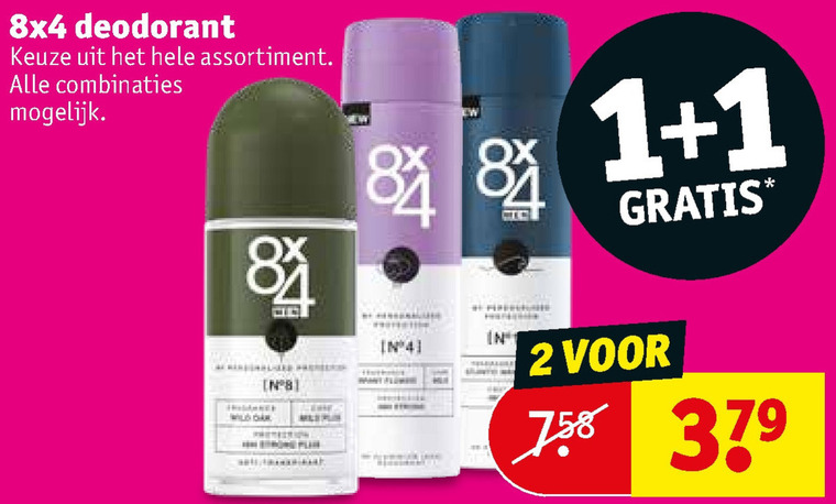 8x4   deodorant folder aanbieding bij  Kruidvat - details