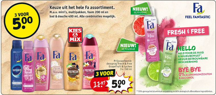 Fa   deodorant, douchegel folder aanbieding bij  Kruidvat - details