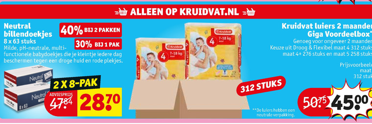 Neutral   billendoekjes, luiers folder aanbieding bij  Kruidvat - details