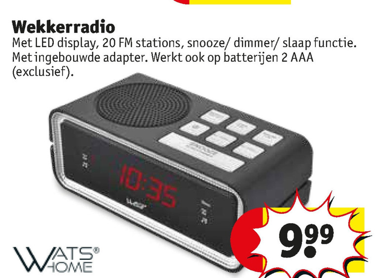 Watshome   wekkerradio folder aanbieding bij  Kruidvat - details