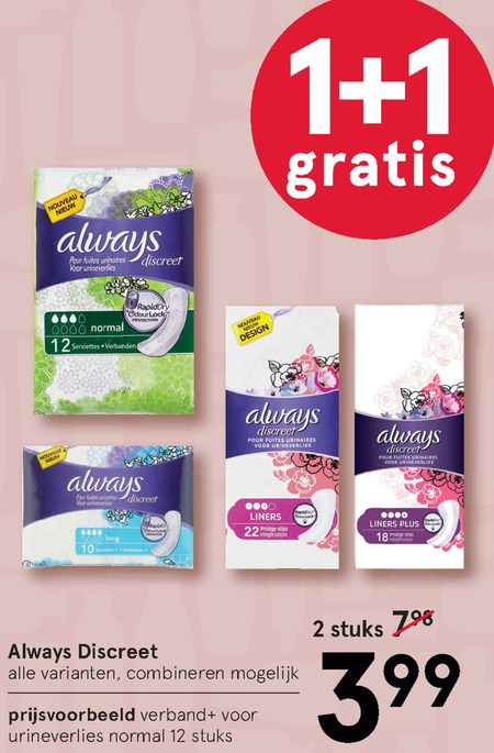 Always   inlegkruisjes, incontinentieverband folder aanbieding bij  Etos - details