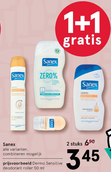 Sanex   deodorant, douchegel folder aanbieding bij  Etos - details