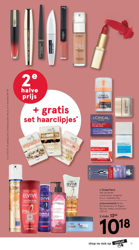 Elvive   shampoo, haargel folder aanbieding bij  Etos - details