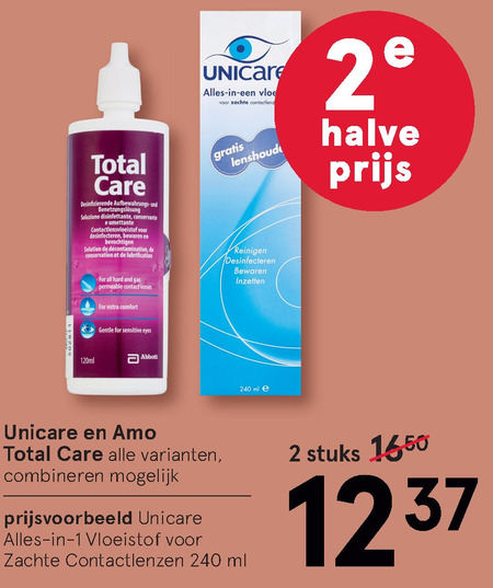 Unicare   contactlensvloeistof folder aanbieding bij  Etos - details