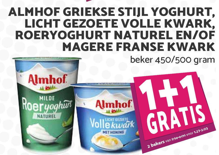 Almhof   kwark, yoghurt folder aanbieding bij  MCD Supermarkt Basis - details