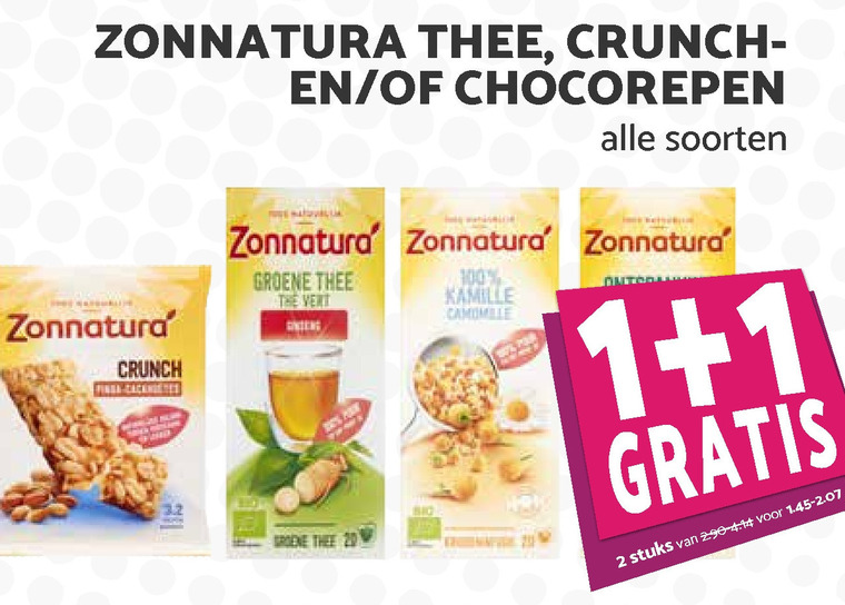 Zonnatura   mueslireep, thee folder aanbieding bij  MCD Supermarkt Basis - details