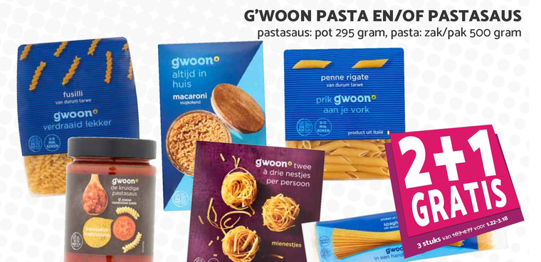 Gwoon   penne rigate, pastasaus folder aanbieding bij  Boons Markt - details