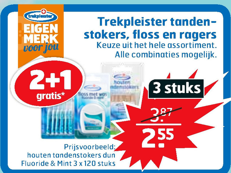 Trekpleister Huismerk   tandenstokers, tandenflosser folder aanbieding bij  Trekpleister - details