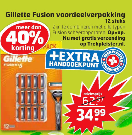 Gillette   scheermesjes folder aanbieding bij  Trekpleister - details