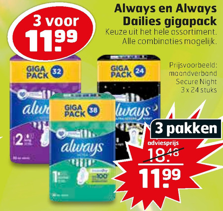 Always   maandverband, inlegkruisjes folder aanbieding bij  Trekpleister - details