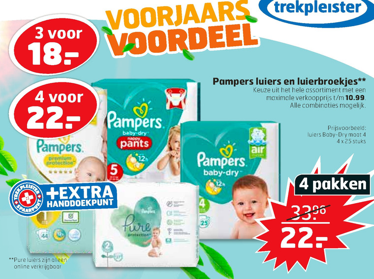 Pampers   luiers, luierbroekjes folder aanbieding bij  Trekpleister - details