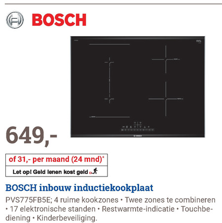 Bosch   inductiekookplaat folder aanbieding bij  BCC - details