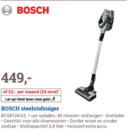 Bosch   steelstofzuiger folder aanbieding bij  BCC - details