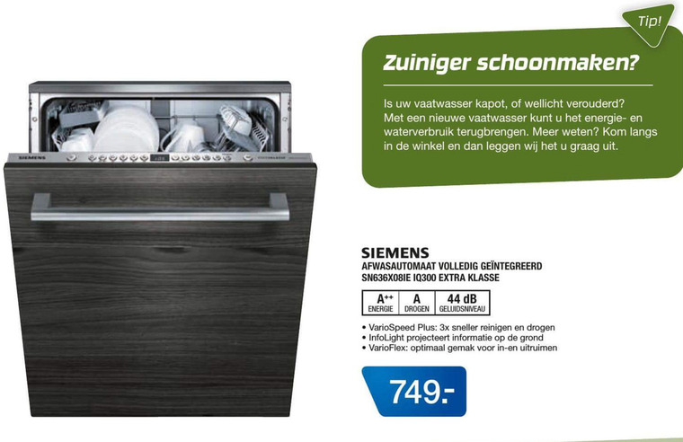 Siemens   inbouwvaatwasser folder aanbieding bij  Electroworld - details