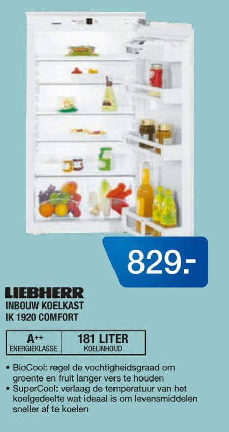 Liebherr   inbouwkoelkast folder aanbieding bij  Electroworld - details