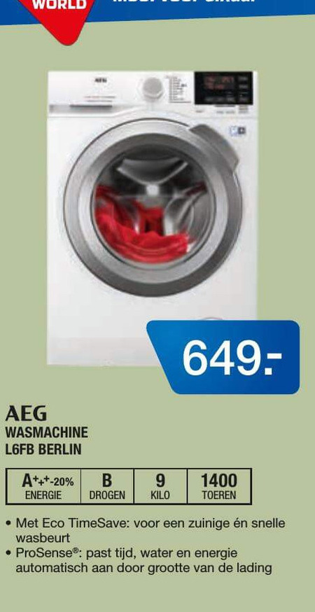 AEG   wasmachine folder aanbieding bij  Electroworld - details