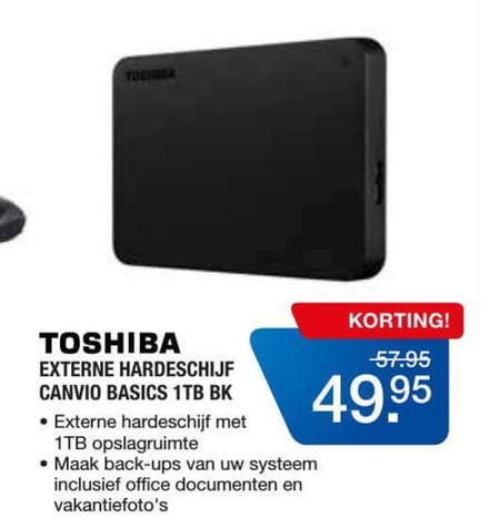 Toshiba   portable harde schijf folder aanbieding bij  Electroworld - details