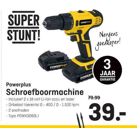 powerplus   accuboormachine folder aanbieding bij  Hubo - details