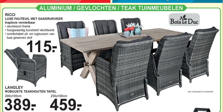 Bois le Duc   tuintafel, tuin fauteuil folder aanbieding bij  Van Cranenbroek - details