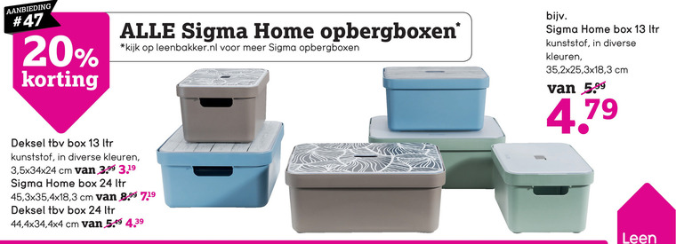 Sigma   opbergdoos folder aanbieding bij  Leenbakker - details