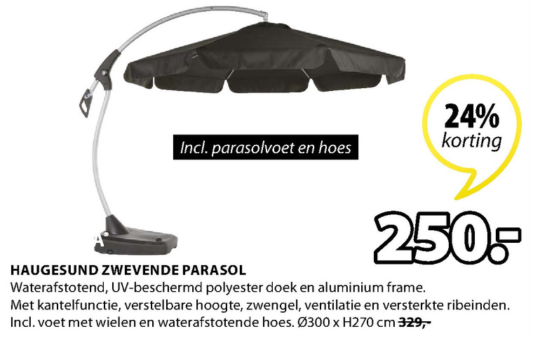 Leer Middag eten cafe zweefparasol folder aanbieding bij Jysk - details