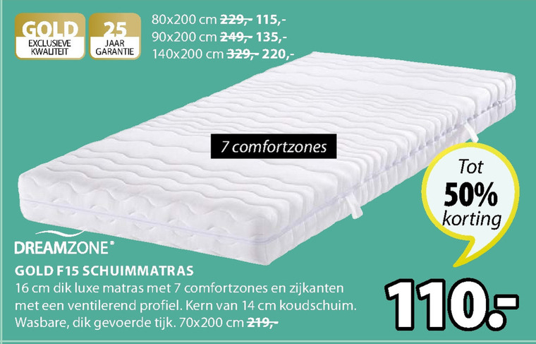 Dreamzone   matras folder aanbieding bij  Jysk - details