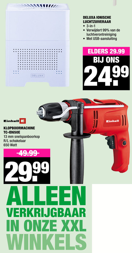 Einhell   klopboormachine, luchtreiniger folder aanbieding bij  Big Bazar - details