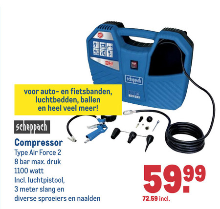 Scheppach   draagbare compressorset folder aanbieding bij  Makro - details