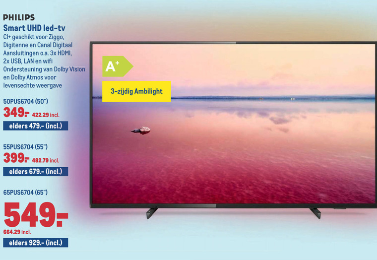 Philips   4k ultrahd televisies folder aanbieding bij  Makro - details