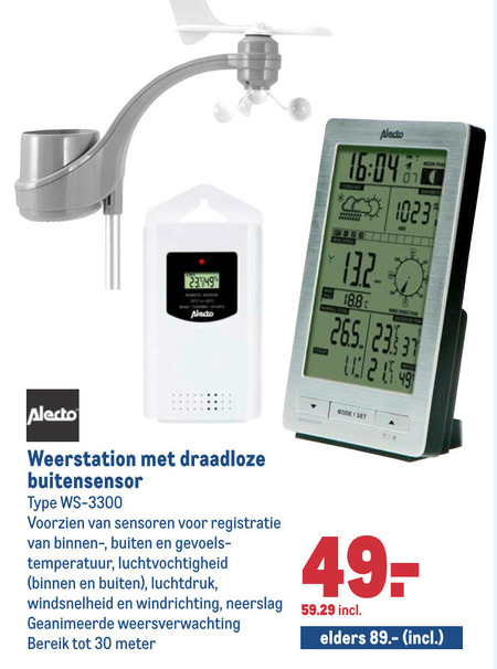 Alecto   weerstation folder aanbieding bij  Makro - details