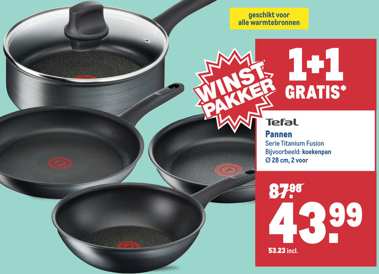 Tefal   hapjespan, koekenpan folder aanbieding bij  Makro - details