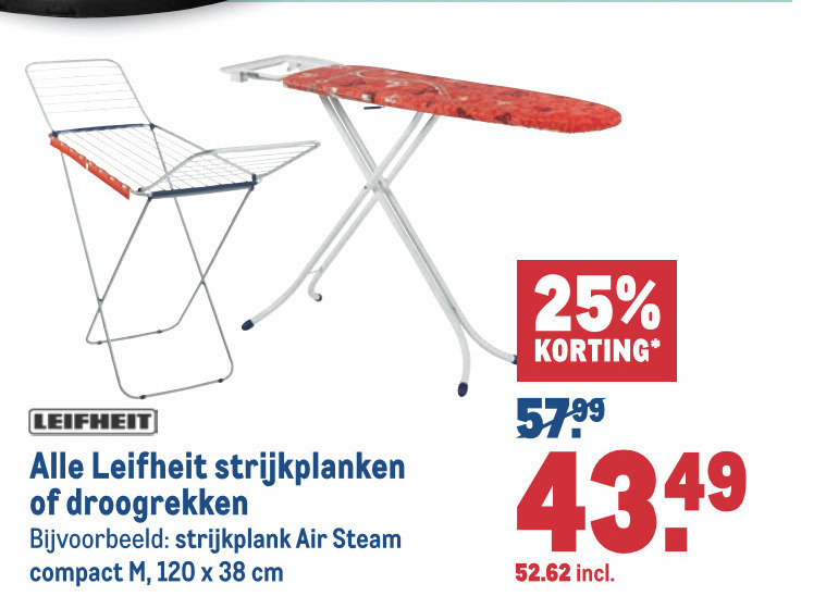 Leifheit   droogrek, strijkplank folder aanbieding bij  Makro - details